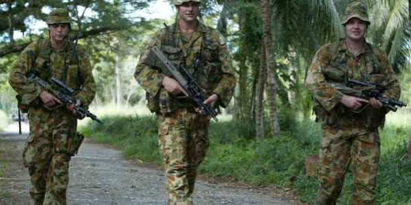 New Zealand military personnel on patrol in Honiara during the operative period of the Australian-led Regional Assistance Mission to Solomon Islands. Photo, RNZ.