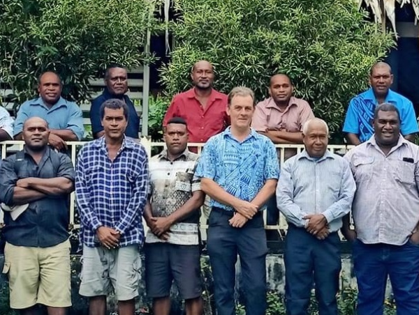 Officials from the Ministry of Lands and MUPG Executive and Senior Managers in Kirakira. Photo supplied.