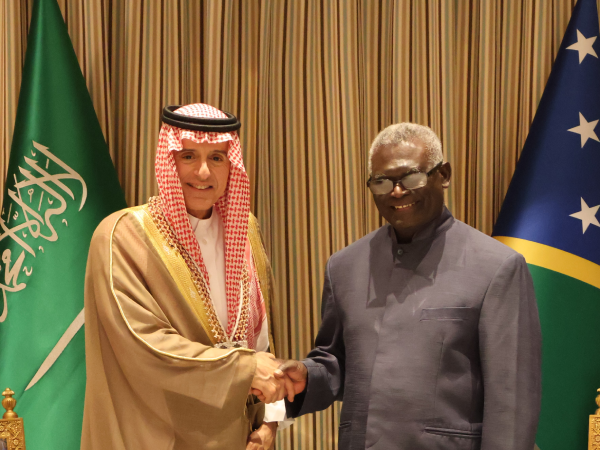 PM Hon. M Sogavare and Saudi Arabia’s Minister of State for Foreign Affairs and Climate Change envoy, His Excellency, Adel Al-jubeir.