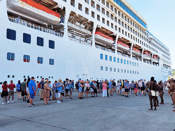 A P&O Cruises boat berthing at Point Cruz. Photo, Visit Solomon Islands.
