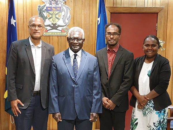 VC Professor Teatulohi, PM M. Sogavare MP, Dr. Clyde Puilingi and Minister for Education Hon. Lanelle Tanangada