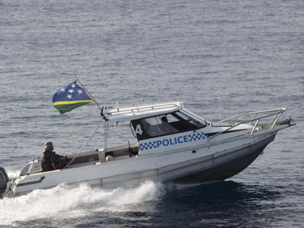 Gizo Police  Stubby boat travelling to Noro, Western Province.
