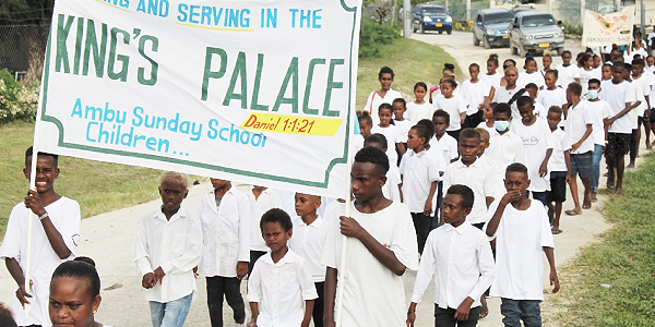 Ambu Sunday school during the procession. Photo, Solomon Lofana.