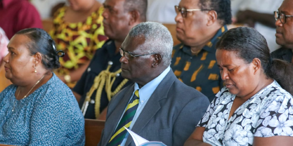 Prime Minister and Madam Sogavare attending a service at the Saint Barnabas Provincial Cathedral.
