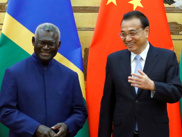 Prime Minister Sogavare and the Chinese Premier Li Keqiang meet at the Great Hall of the People in Beijing on Wednesday. Photo: South China Morning Post.