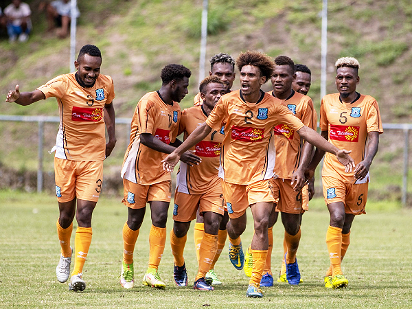 Southern United celebrating Orobulu’s goal. Photo TSL Media.