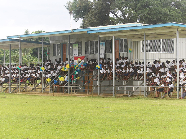 The newly built grandstand at the Aligegeo sports field. Photo, Wilson Saeni.