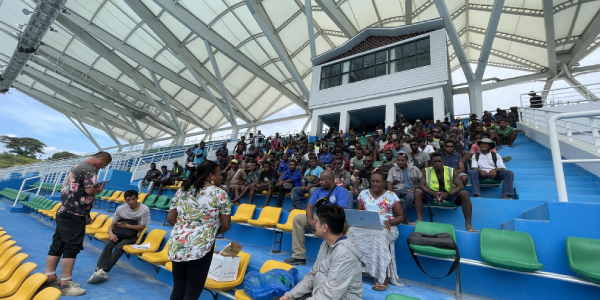 Officials from the National Hosting Authority and the Ministry of Commerce, Industry, Labour & Immigration (Labour Division) held a farewell event for local employees of the national stadium on Saturday.