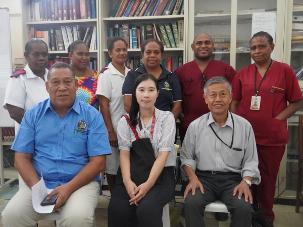 Ambassador Yoshiaki and Maiko Mori with NRH staff at NRH.