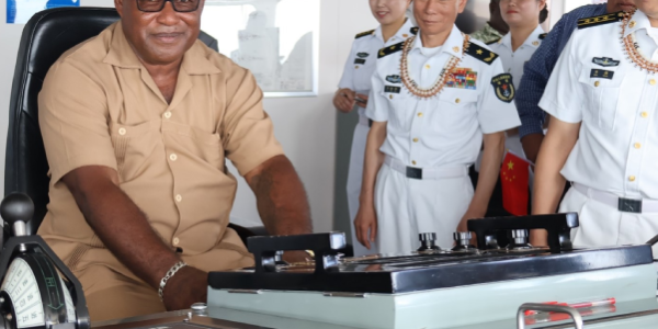 Deputy Prime Minister, Manasseh Maelanga at the Peace Ark bridge. Photo, PM’s Press Secretariat.