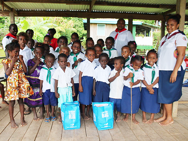 Young Adventurers and their leaders ready for the walk.