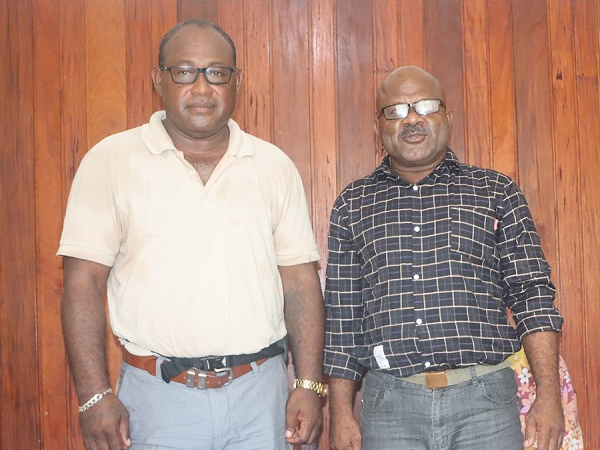 DPM Manasseh Maelanga and Premier Martin Fini during the courtesy visit in Auki last week. Photo, GCU.