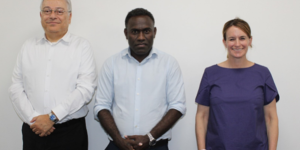 Ministry of Foreign Affairs and External Trade, Trade Commissioner, Barret Salato and Mr Angelo Silvy and Ms. Katie Waters from the World Trade Organisation Secretariat after their meeting last week.