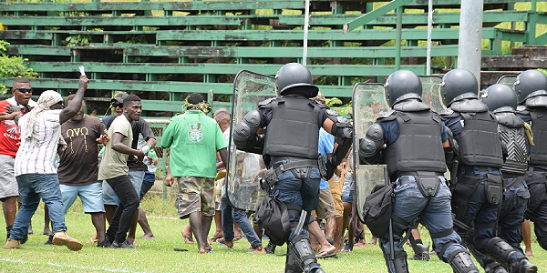 Central Response Unit keep moving the crowd during the scenario exercise.