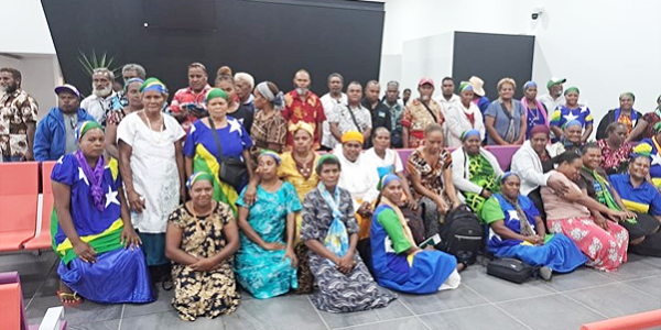 The 79 delegates who jet out of the country yesterday to join the Payer Assembly celebrating the Feast of Tabernacle in Israel. Photo Supplied.