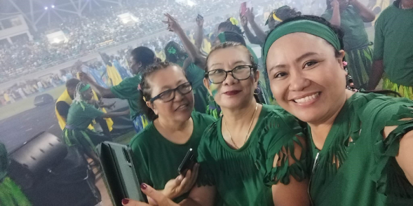 Three Filipino women, participating in the Sol2023 PG Opening Ceremony. Photo Supplied.