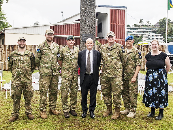 NZDF personnel deployed to Honiara attended a Memorial Service on Armistice Day, held at the Royal Solomon Islands Police Force central police station. The memorial service was attended by New Zealand High Commissioner to Solomon Islands Jonathan Schwass, other dignitries, Australian Defence Force and Police personnel. Photo supplied.