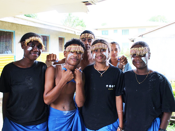 Students all dressed up to provide entertainment during the school closing programme.