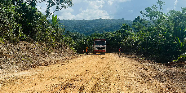 Road construction being carried out along the East Road. Photo SIRAP.