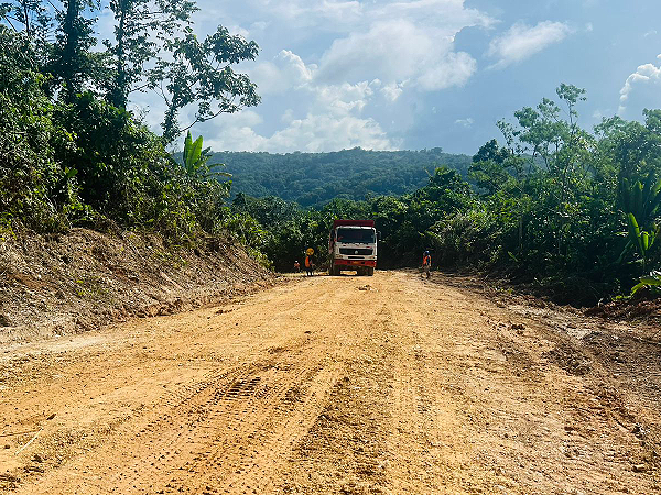Road construction being carried out along the East Road. Photo SIRAP.
