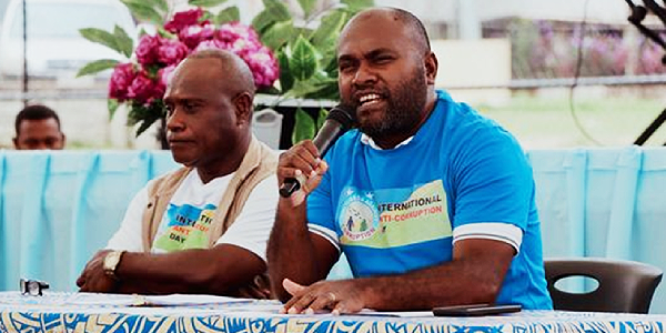 MRD PS Dr Samson Viulu speaking at the International Anti-Corruption Day celebration in Honiara last Friday. Photo, MRD.