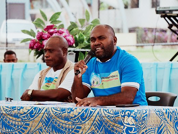 MRD PS Dr Samson Viulu speaking at the International Anti-Corruption Day celebration in Honiara last Friday. Photo, MRD.
