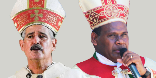 Archbishop Chris Cardone of the Catholic Church (L) and Archbishop Leonard Dawea of the Anglican Church (R).