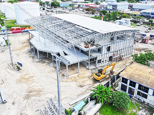 The terminal building now in the construction phase. Photo, SI Ports.