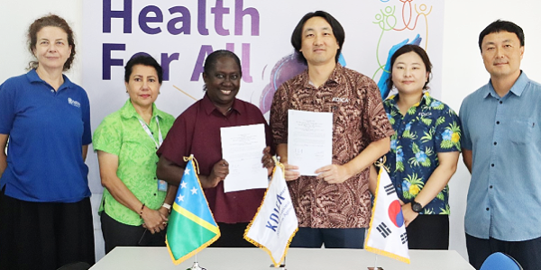 From left: GBV/RMNCAH, Technical Officer Dr Sonja Tanevsk, WHO/SI Technical Officer Monica Fong, MHMS PS Pauline McNeil, KOICA Country Director Kapchae Ra, KOICA Development Cooperation Coordinator Eunhye Jo and KOICA MD. MSC/PHDC, Dr Chunghyeon Oh. Photo by MHMS.