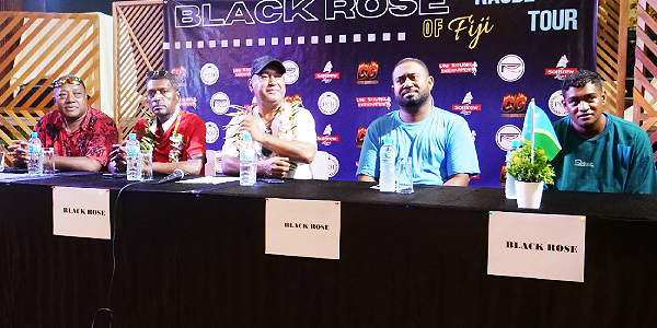 Members of the Black Rose Band during their Press Conference in Honiara on Wednesday. Photo, Ian Ladds.