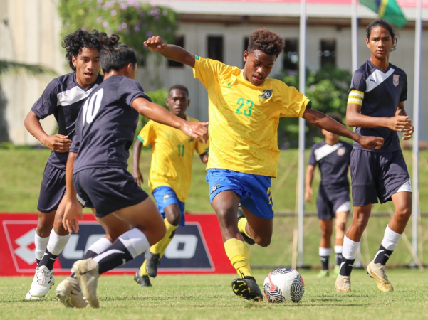 Action in today’s match, Solomon Islands vs American Samoa.