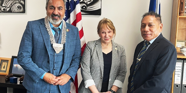 Minister of Foreign Affairs and External Trade, Hon. Peter Shanel Agovaka with Congressman Mr. Amarish Babulal Bera and U.S Ambassador to Papua New Guinea and Solomon Islands, Ann M. Yastishock. Photo, MFAET.