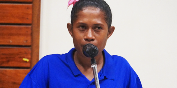 Apprentice Mary Staeta delivering her remarks. Photo by LACHLAN SHYVES EDDIE.