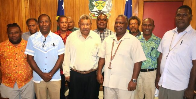 Acting PM Tovosia with Premier Siapu and his provincial executive members