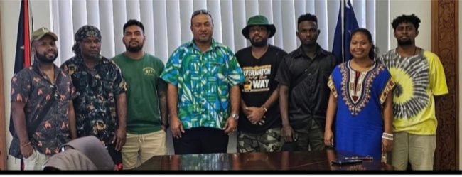 From left- Terrence Rini (Makasi Sounds & Entertainment), Dehvande, Jah Boy, HC William Soaki, Joe Briz, Cottsii, Kayler and Jammin