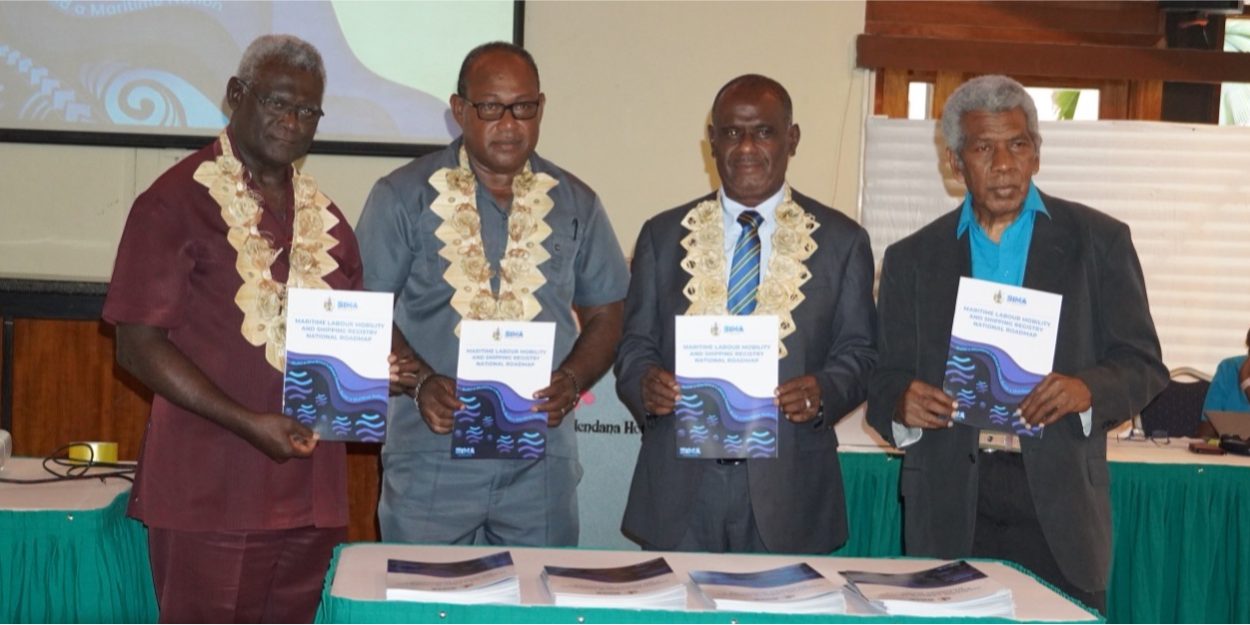 Minister of Finance and Treasury, Manasseh Sogavare, Minister of Infrastructure and Development, Manasseh Maelanga, Prime Minister Jeremiah Manele and SIMA Chairman Robert Bokelema