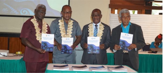 Minister of Finance and Treasury, Manasseh Sogavare, Minister of Infrastructure and Development, Manasseh Maelanga, Prime Minister Jeremiah Manele and SIMA Chairman Robert Bokelema