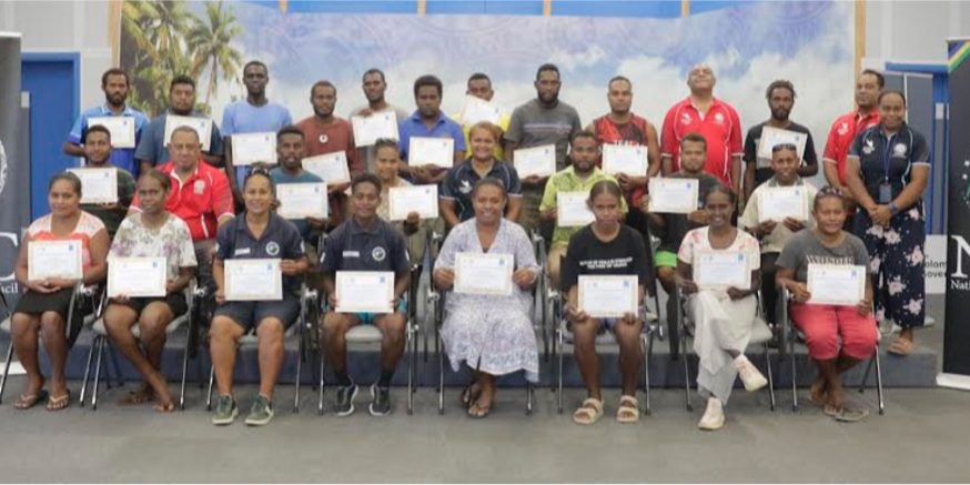 Participants of the OSEP course pose with their certificates and the facilitators of the program.