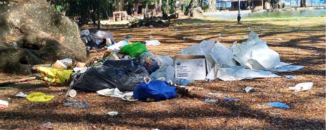 Rubbish left at the FOPA village east Honiara after the celebration