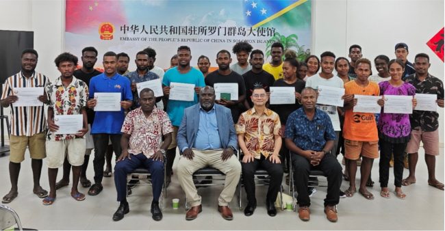 Scholarship recipients at the Chinese Embassy in Honiara last Thursday