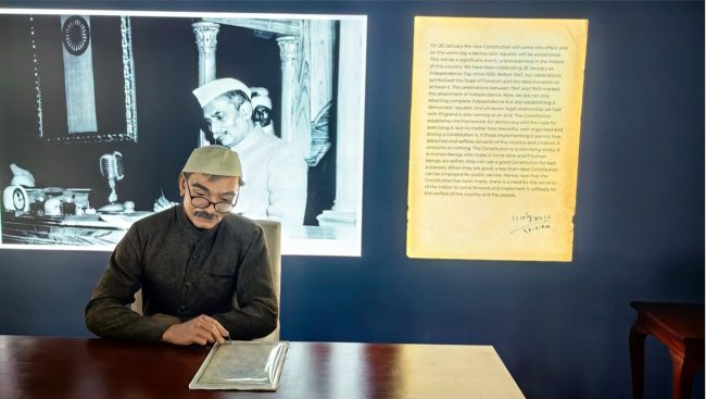 The statue.of the first PM of India in the.PM Museum in New Delhi, India.