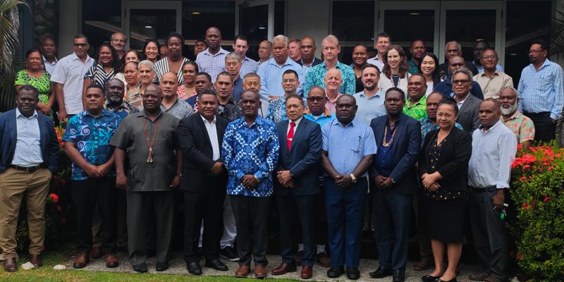 A group photo comprising of PM Manele, DPM Bradley Tovosia and representatives from our development partners