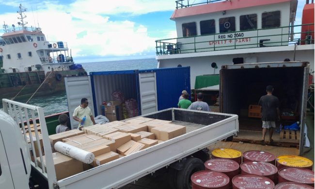Barge loaded with supplies for Rennell this week