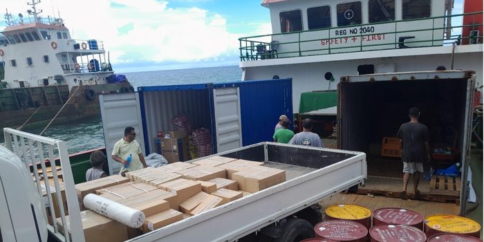 Barge loaded with supplies for Rennell this week