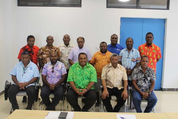 Franklyn Derek Wasi Minister for Agriculture and Livestock (sitting center front row) with Hon. Premier of Makira Ulawa Province Stanley Siapu (sitting second right front row)