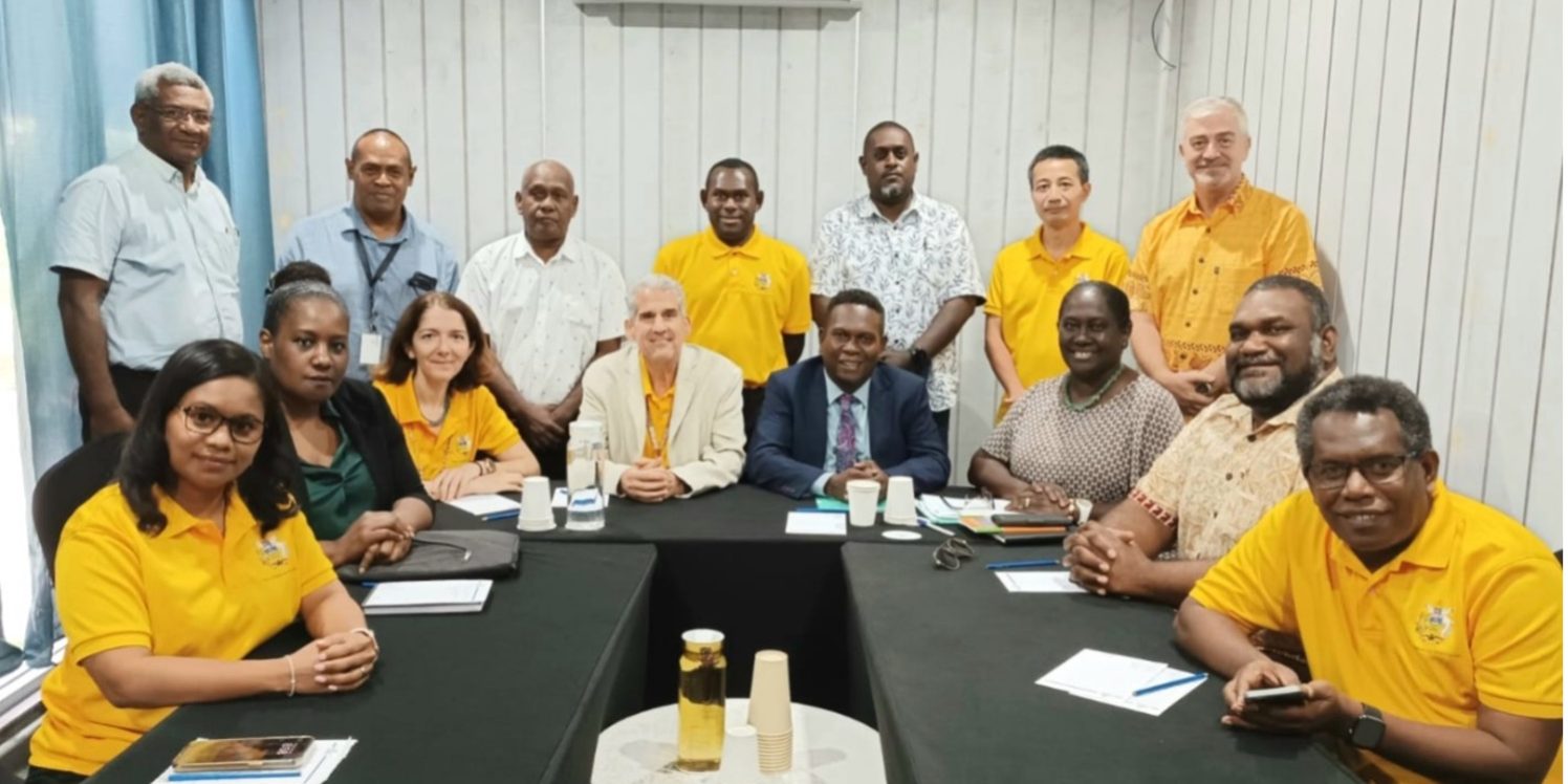 MHMS Supervising Minister the Hon Wayne Ghemu and MHMS Executive along with WHO Country Rep Dr Sobel