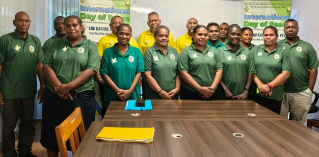 MTGPEA staff group photo with Minister Hon Jamie Lency Vokia celebrating the IPD 2024