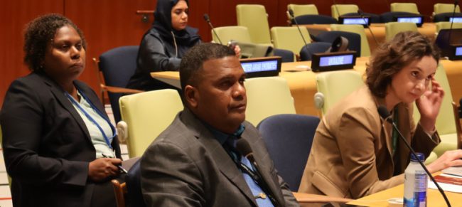 Minister Manemahaga at the high level plenary meetingon the threats to Sea Level Rise.