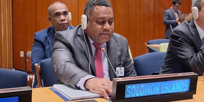 Minister Ramofafia delivering an intervention during the Interactive Dialogue. Photo supplied