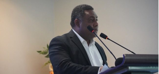 Minister Ramofafia delivering his address